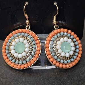 New York & Company Oversized Boho Beaded Crystal Drop Earrings Fashion Jewelry